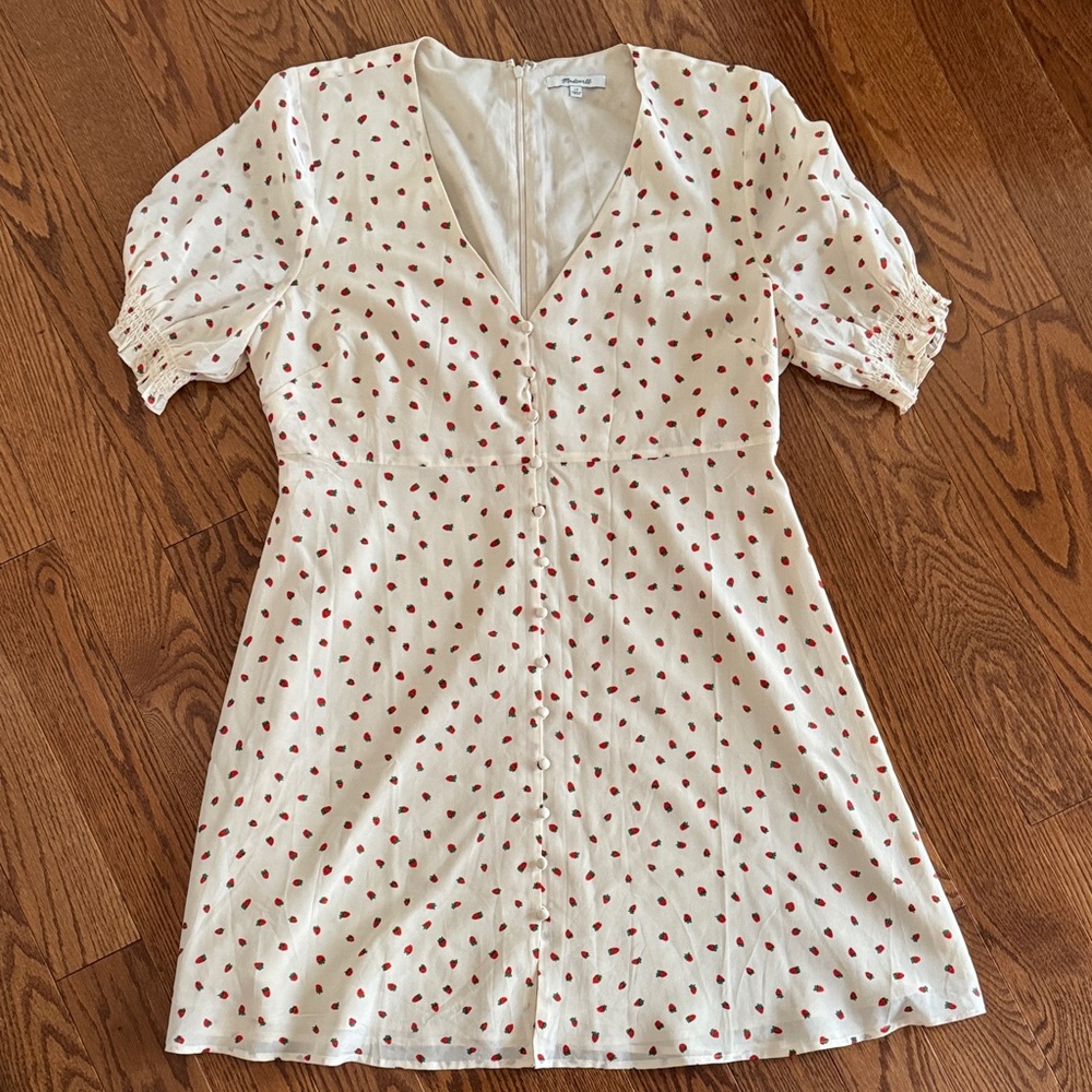 Madewell Cream Dress with Strawberries